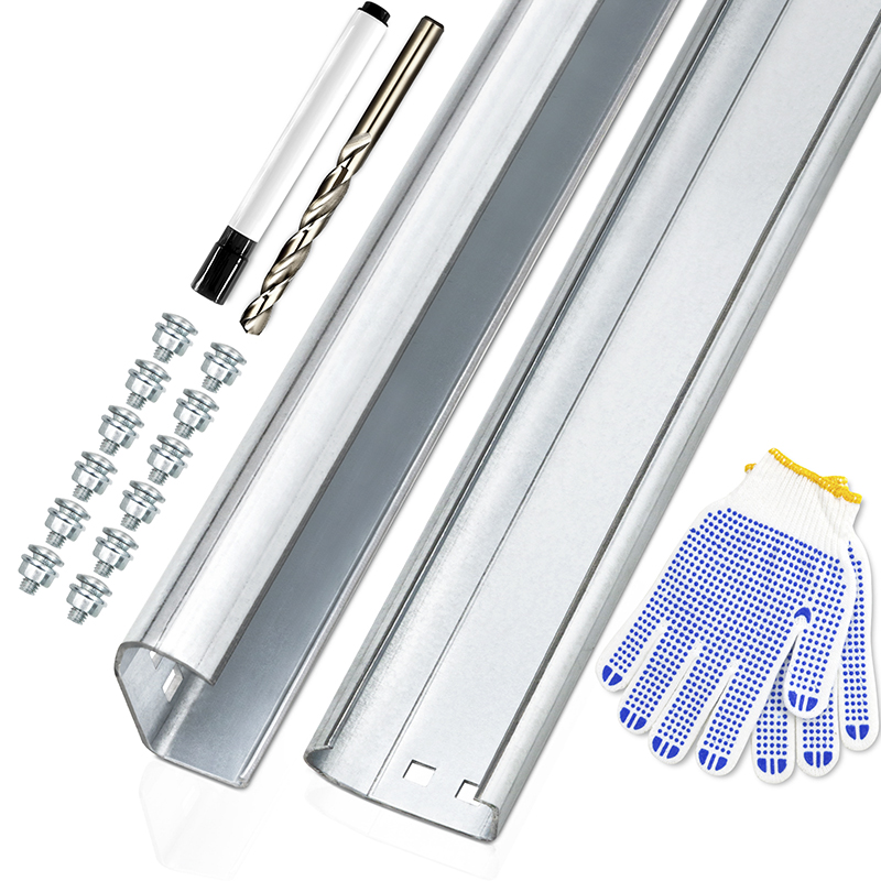 Pair of 79.92Inch (2030 mm) Garage Door Vertical Track Galvanized