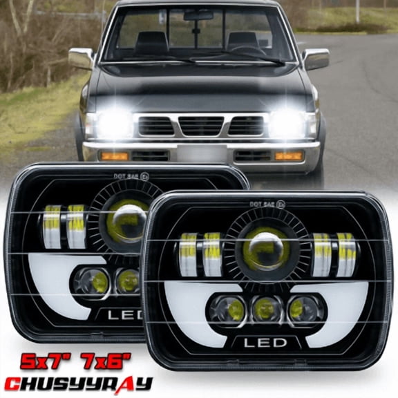 Pair 7X6 5X7''LED Headlights Hi/Lo Beam For Mack CH CH600 MS300P CS200P Truck