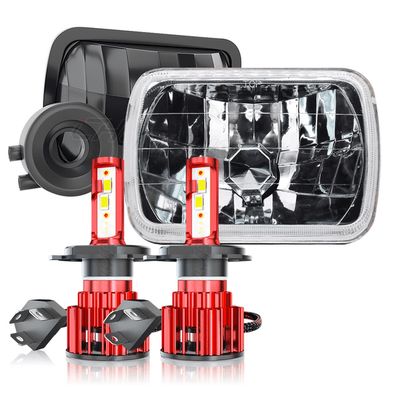 Pair 7X6" 5x7" LED Headlights Square For Chevy Express Cargo Van 1500 2500 3500