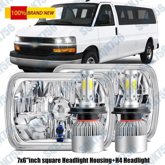 Pair 7X6" 5x7" LED Headlights for Chevy Express Cargo Van 1500 2500 3500 Square