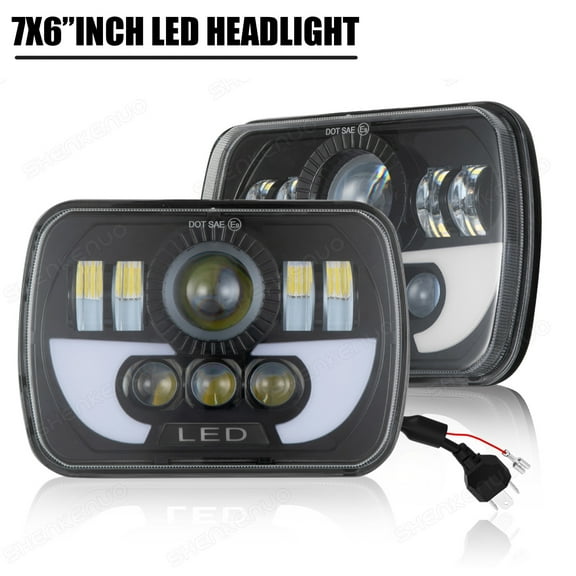 Pair 7X6" LED Headlights Hi/Lo Beam For Chevy Express Cargo Van 1500 2500 3500