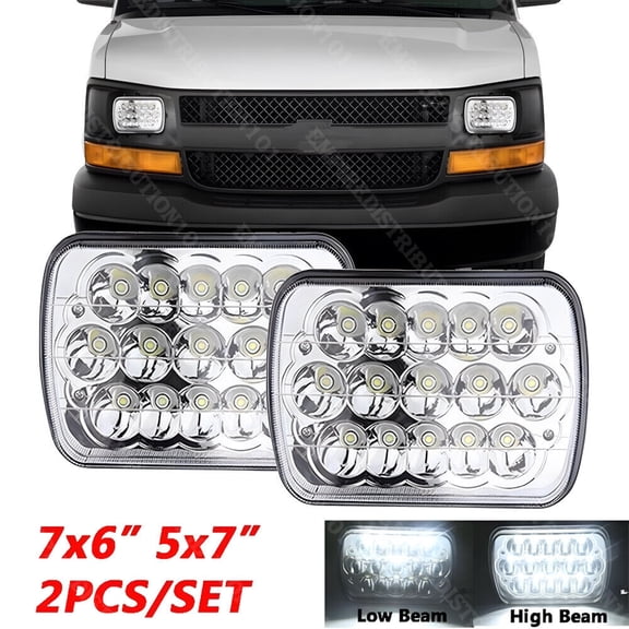 Pair 7x6" 5x7 LED Headlight For Chevy Express Cargo Van 1500 2500 3500 Truck