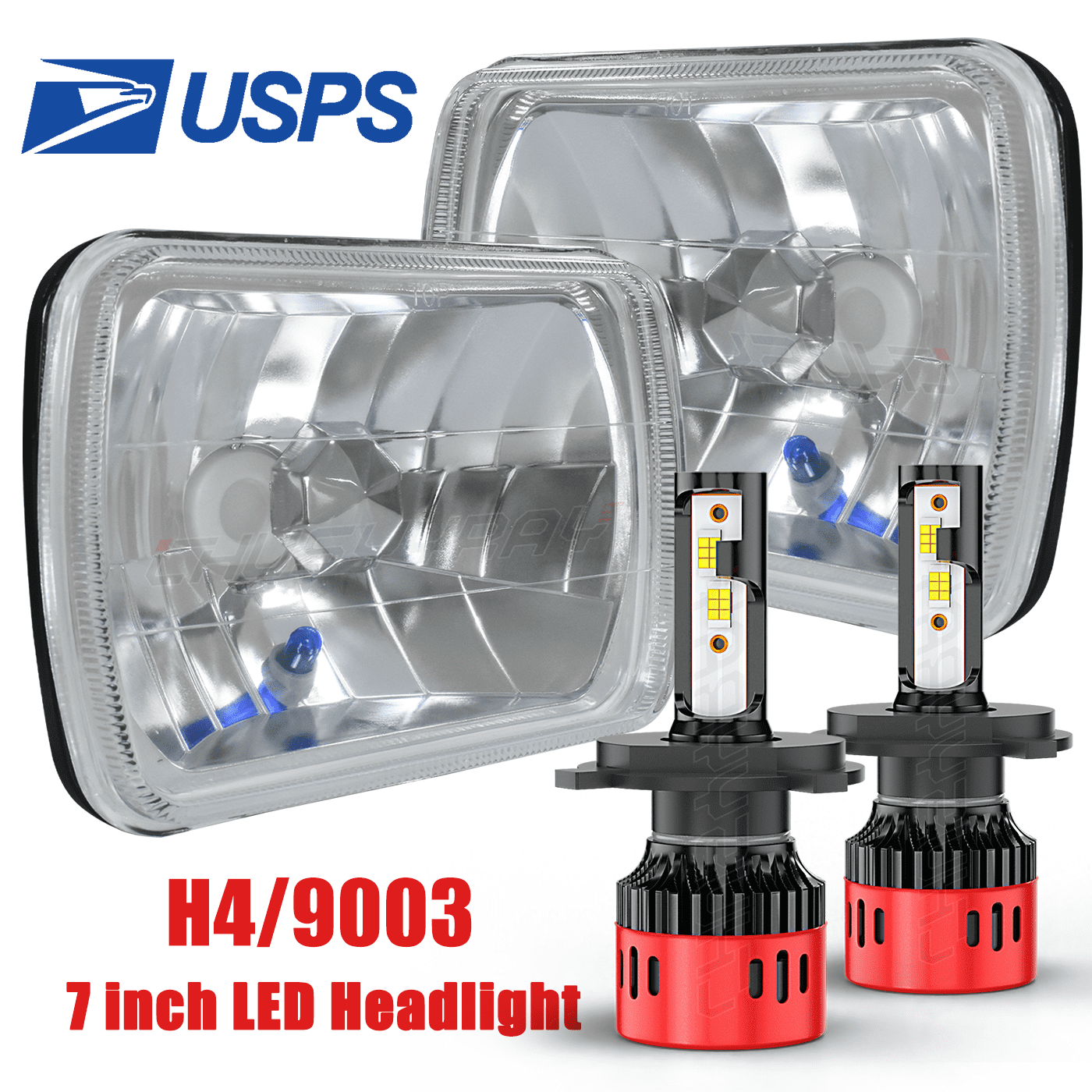 Phares LED 5x7 Pouces Pour Ford F150 F250 F350 (1978-1986) - Kit Complet Avec Ampoules H4, Plug And Play