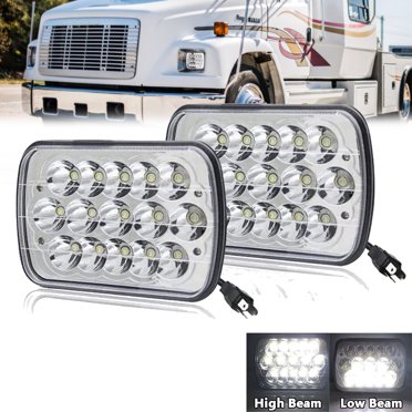 Pair 5x7 / 7x6 LED Headlights With High/Low Beam And DRL – Fits Freightliner FL50-80, MT35-55 – DOT/SAE Approved