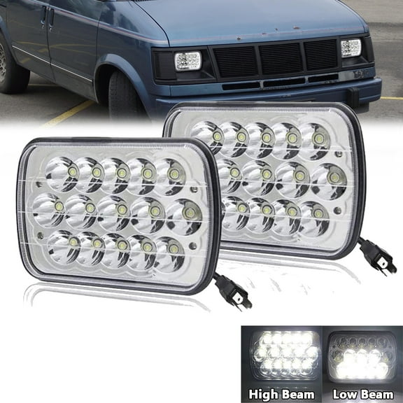 Pair 7x6 LED Headlight HI-LO Fit for Jeep Cherokee XJ 1984-2001 GMC Safari 1998-2002