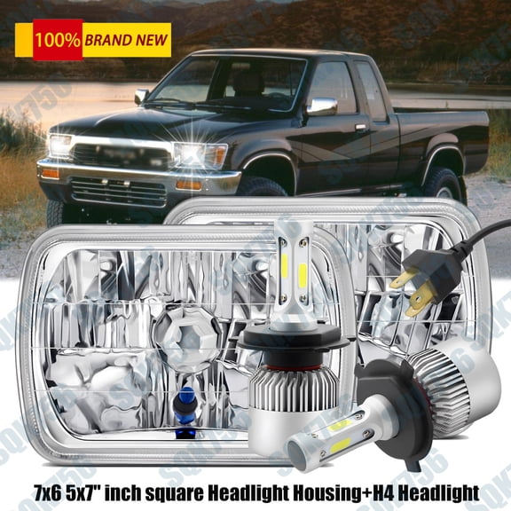 Pair 7x6" LED Headlights H4 Hi-Lo Fit FOR Toyota Hilux 1988-1997 Pickup 1982-199