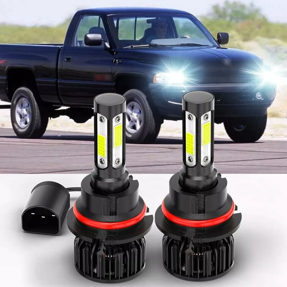 Pair 9007 LED Headlight High Low Beam Bulbs Kit 6000K White for Dodge Ram 1500 2500 3500 2002-2005