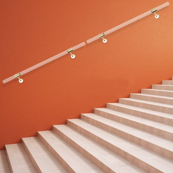 Pair Acrylic Handrail for Indoor Stairs Wall Mount Railing with Golden Bracket