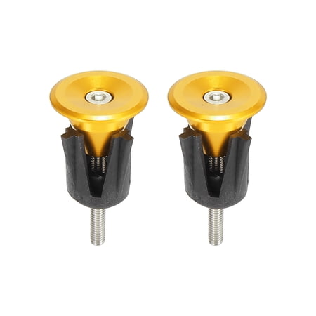 Pair Aluminum Alloy Bike Handlebar End Plugs Caps Bar End Plug Gold Tone