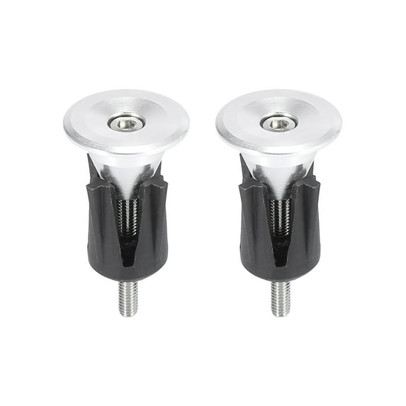Pair Aluminum Alloy Bike Handlebar End Plugs Caps Bar End Plug Silver Tone