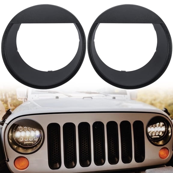 Pair Angry Eyes Bezels Headlight Cover Trim ABS For 2007-2018 Jeep Wrangler JK