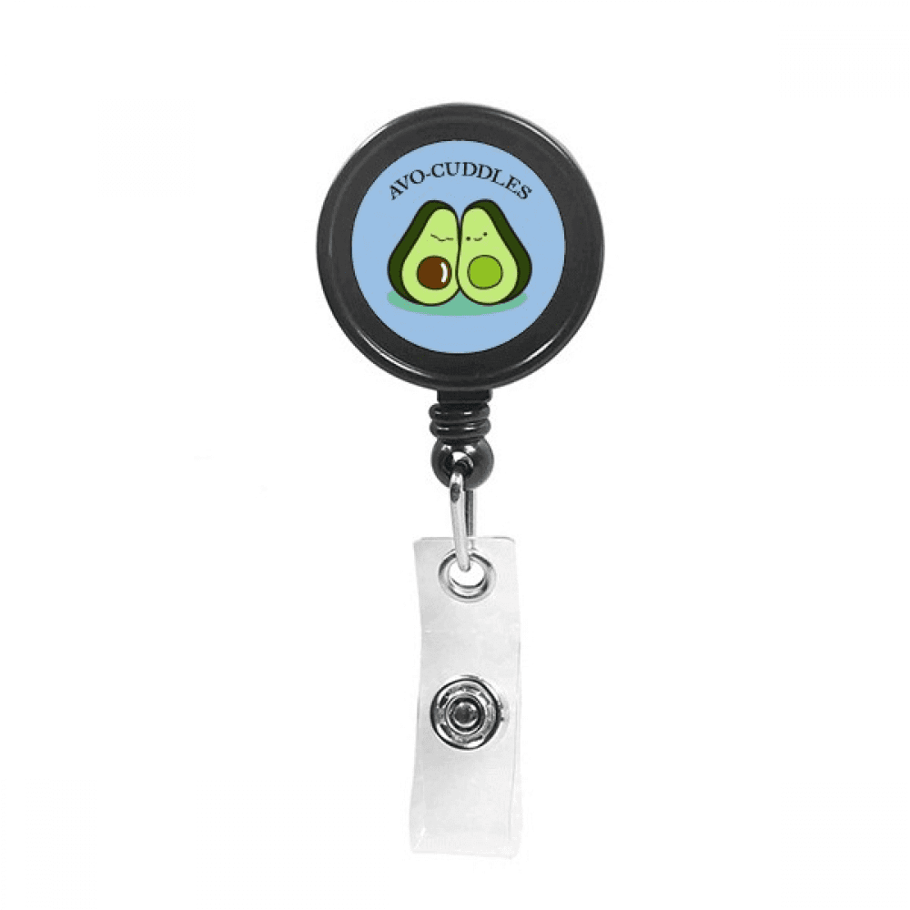Pair Avocado Fruit Cores Art Deco  Fashion Retractable Keychain Badge Holder ID Badge