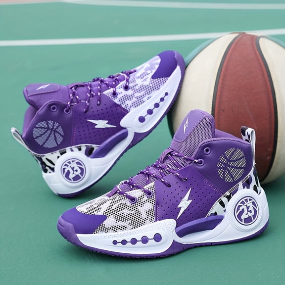 A Pair Of Basketball Shoes for Men, Extra Large Size, Designer, Adult, Outdoor, Men's Dunking Shock-bing, Boy-parent Shoes Mid-calf Sports Shoes, Anti-slip, Fashionable Street Trend, Group Training