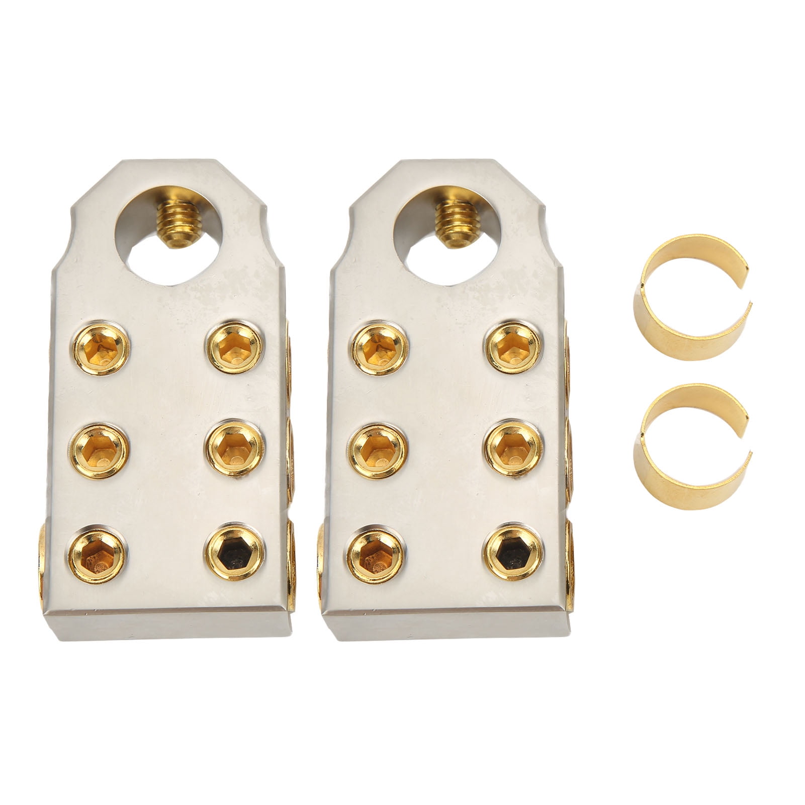 Pair Battery Terminal Clamp Positive Negative Audio Modification Golden