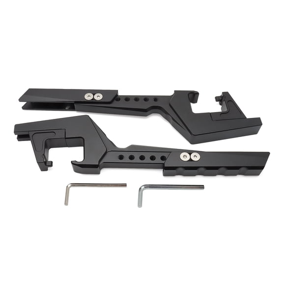 Pair Black 6061 Aluminum Foot Peg Extension Set with Adjustable Multi-Hole Design and Serrated Plates for SurRon X160 X260 Motorcycle Passenger Peg Position Updates