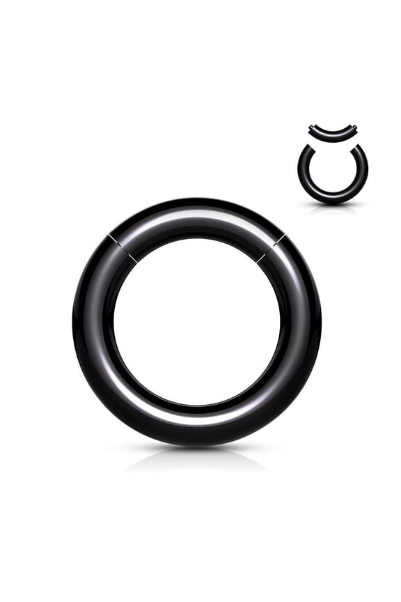 Pair Black Acrylic Segment Rings Captive Bead Body Jewelry