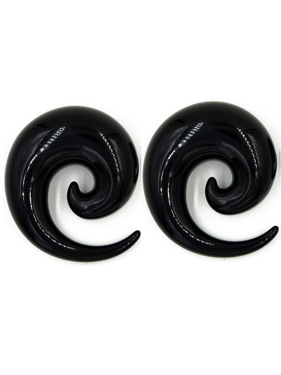 Pair 9/16" 14mm Black Acrylic Super Spirals for ears tapers plugs gauges