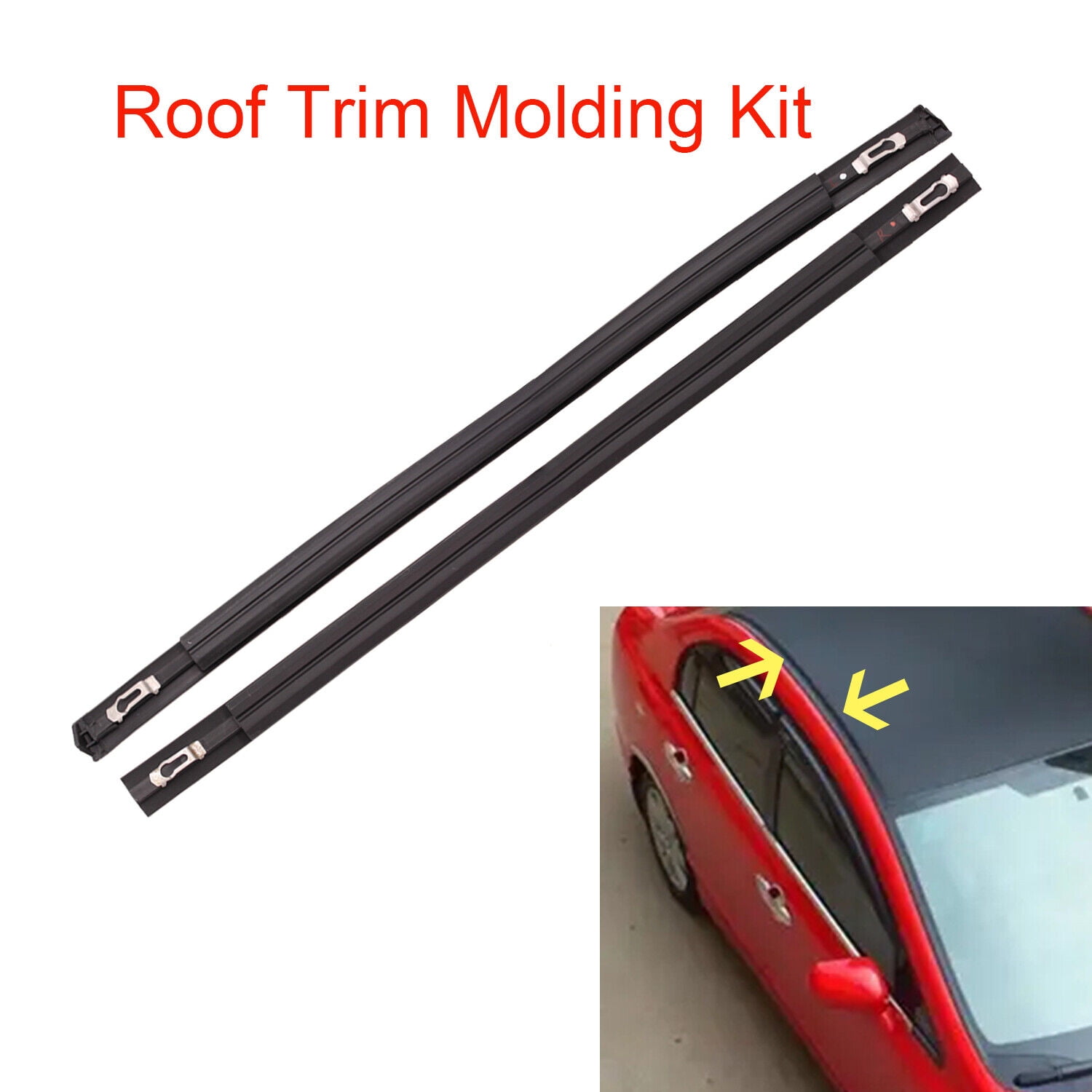 Pair Black Roof Trim Molding Kit Fit for 20122015 Honda Civic Sedan 4
