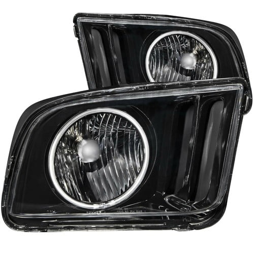 Pair Black SMD Halo Halogen Version Headlights for 2005-2009 Ford Mustang