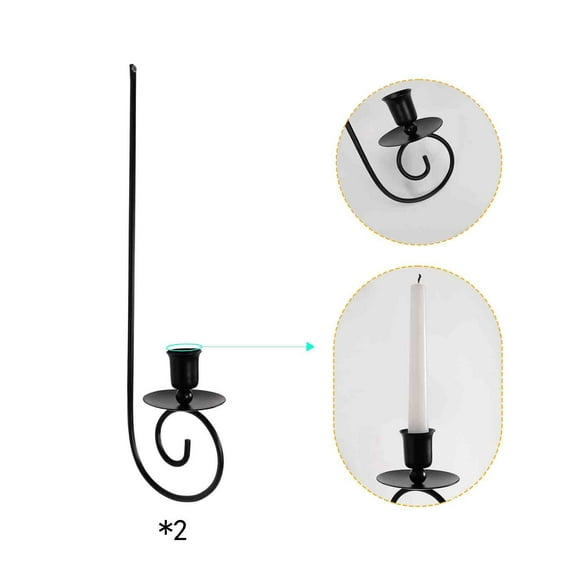 Pair of Black Wrought Iron Wall Mounted Candle Sconces, Modern Farmhouse Style Wall Decor, for Living Room Fireplace Bedroom Wall, Wedding and Christmas Holiday Atmosphere Candle Holder Set