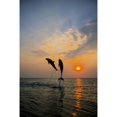 thumbnail image 1 of Pair of Bottlenose Dolphins (Tursiops truncatus) jumping out of the water side by side at sunset; Roatan, Honduras by Tom Soucek / Design Pics (22 x 34), 1 of 3