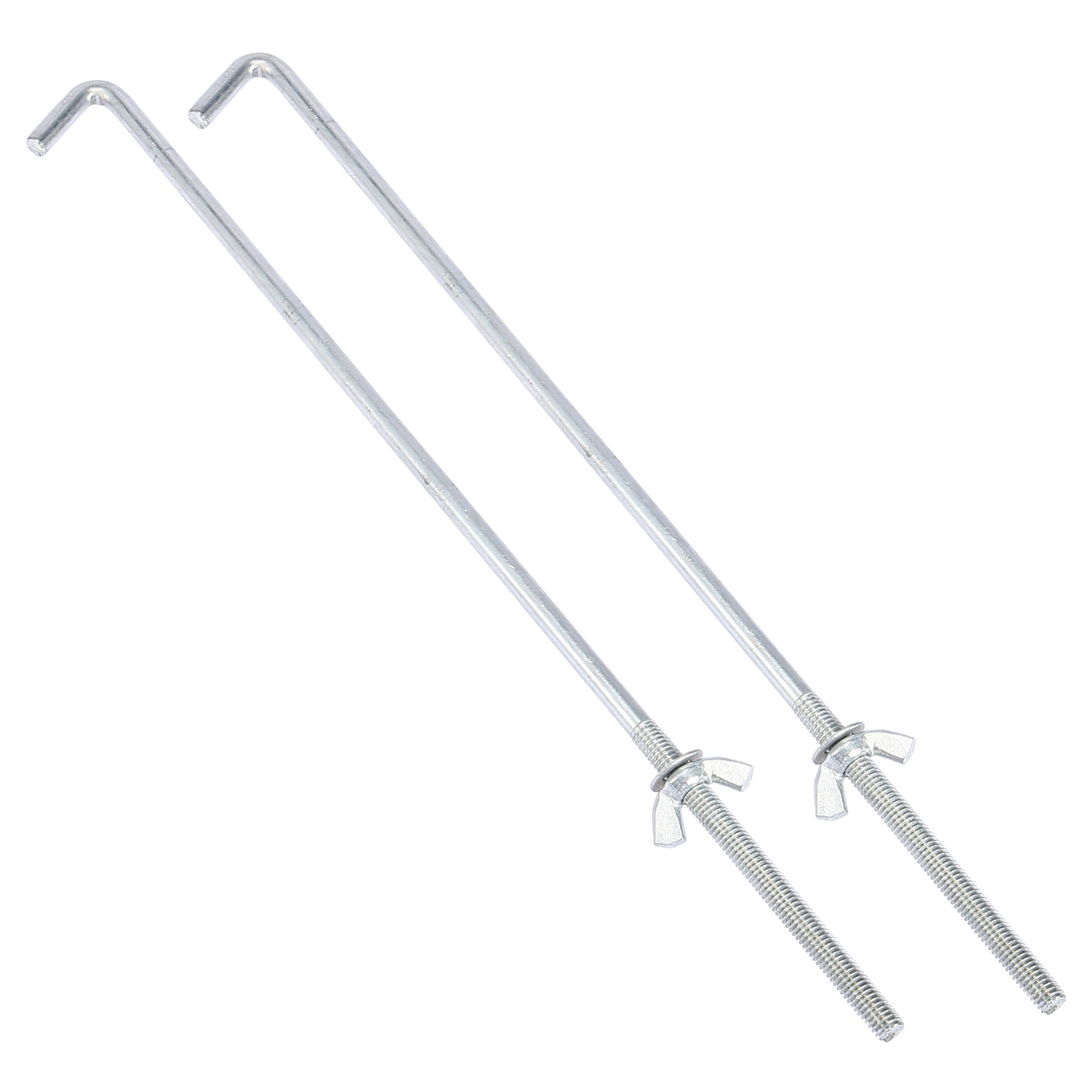 Pair Car Battery Hook Clamp Silver Tone Metal Battery Hold Down Hook