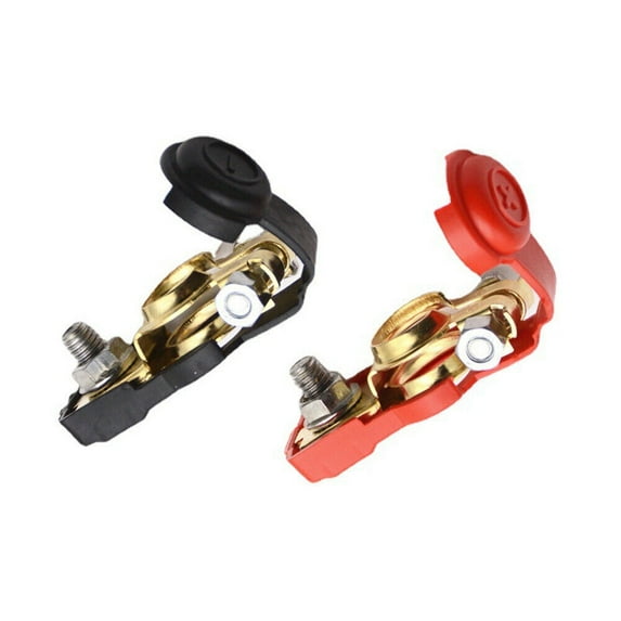 Pair Car Battery Terminal Connector Clamp Clip Negative Positive Red+Black Cover