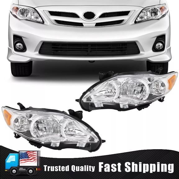 Pair Chrome Headlights Headlamps RH+LH For 2011 2012 2013 Toyota Corolla S XRS