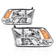 Pair Chrome Housing Amber Corner Headlights Assembly Fit for 2009-2012 Dodge Ram 1500 2500 3500
