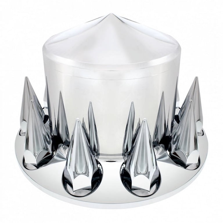 Skyup2018 33mm Spiked Thread-on Nut Covers – Semi Truck Axle Wheel Cover Set, Chrome ABS