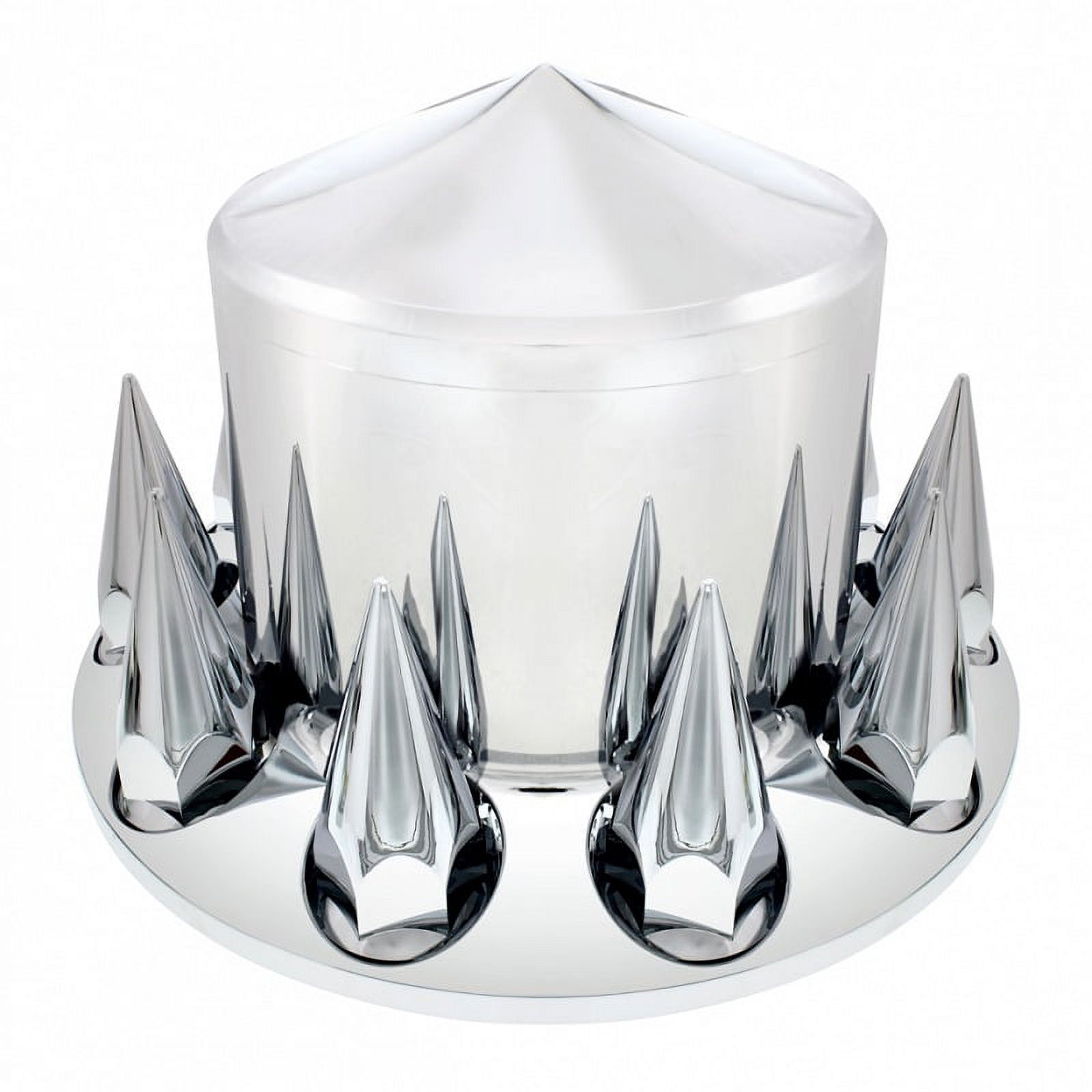 Chrome 33mm Spiked Thread-On Axle Nut Covers For Semi Truck 2 Front 4 Rear