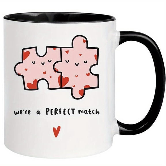 A Pair of Couple Coffee Mugs We Are Match Cups Featuring a Cute Puzzle Heart Design a Valentine S Day Anniversaries Or Birthdays Wives And Husbands Ha