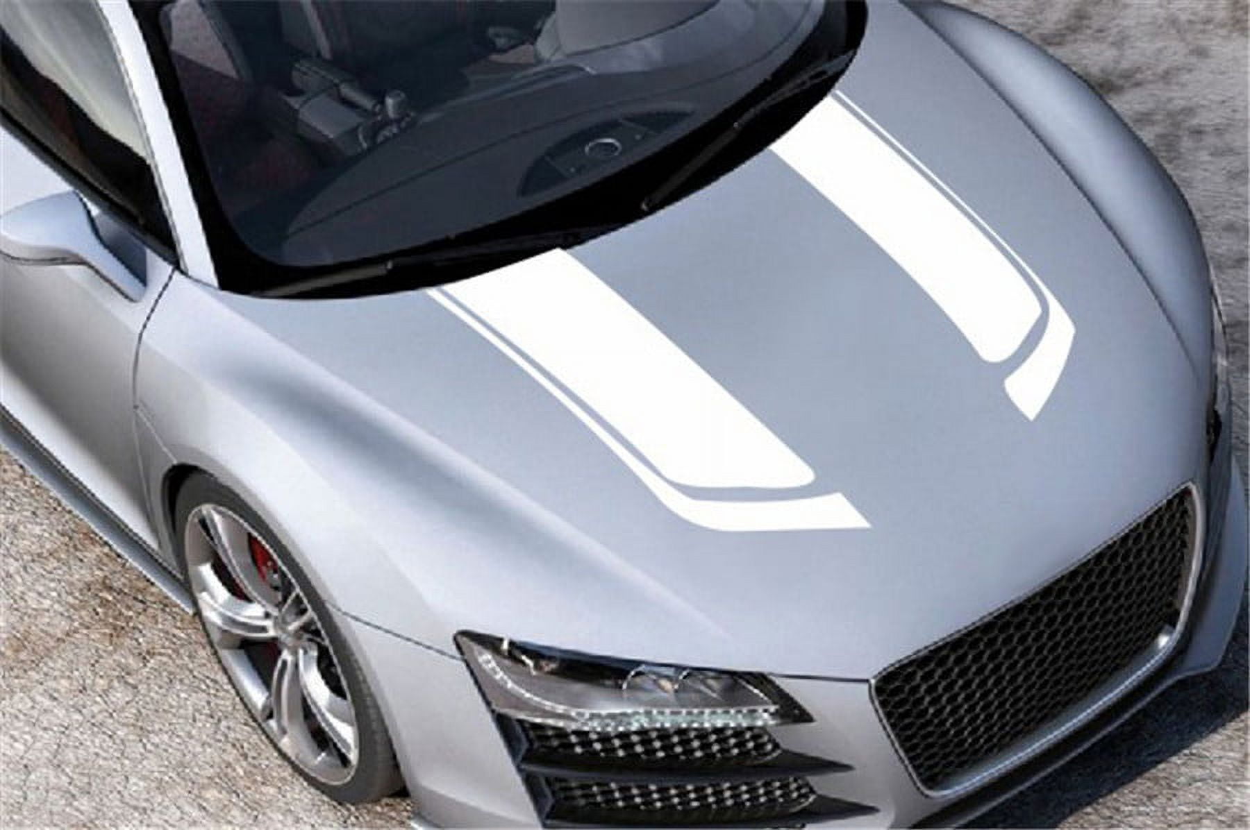 Pair DIY Car White Stripe Sport Hood Decals Vinyl Decoration Sticker