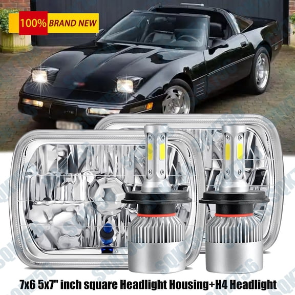 Pair DOT 5X7" 7x6" LED Headlights Hi-Lo For Chevy Malibu 1978-1981 Corvette