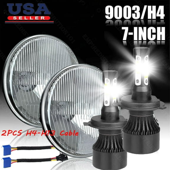 Pair DOT Approved 7 inch LED Headlights Round Hi/Lo Lamp FOR 1967-1972 Chevy C10