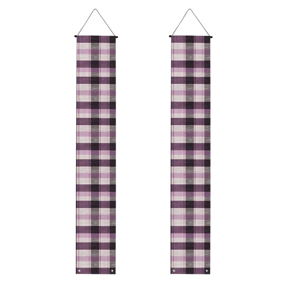 A Pair Of Decorative Banners 70.911.8in Can Be Reused And Easily Installed For Indoor Or Outdoor Or Anywhere Lavenderblush Buffalo Plaid Check Tartan Scotland_3