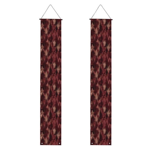 A Pair Of Decorative Banners 70.911.8in Can Be Reused And Easily Installed For Indoor Or Outdoor Or Anywhere Realistic Forests Camouflage Pattern Conifer Maroon_1
