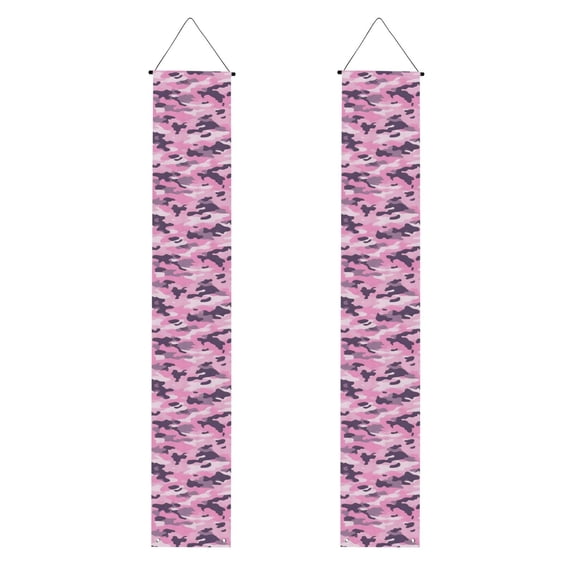 A Pair Of Decorative Banners 70.9×11.8in Can Be Reused And Easily Installed For Indoor Or Outdoor Or Anywhere Texture Military Camouflage Pattern Abstract Pink_3