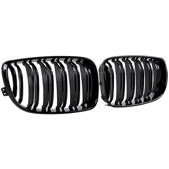 Pair Dual Slat Glossy Black Grills Front Kidney Grille Hood For E81 E87 E82 E88 120i 128i 130i 135i Selected