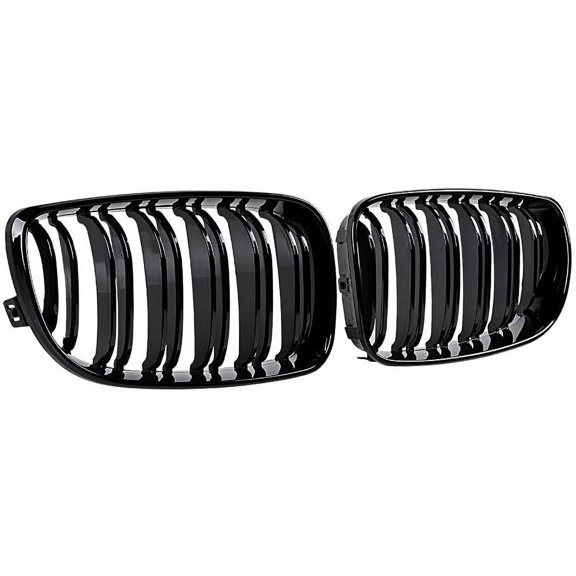 Pair Dual Slat Glossy Black Grills Front Kidney Grille Hood For E81 E87 E82 E88 120i 128i 130i 135i Selected