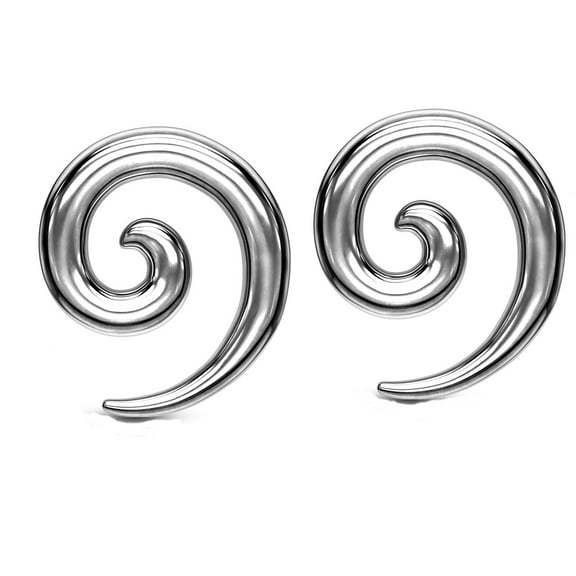 Pair Ear Stretching Steel Spirals plugs gauges - Size=6g