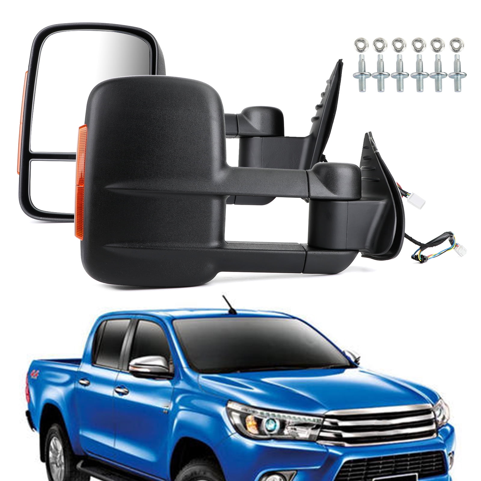Pair Extendable Caravan Towing Mirrors For Toyota HILUX REVO 2015 ON