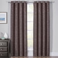 thumbnail image 1 of Pair Fannie 100% Blackout Curtain Panels - Woven Jacquard Triple Pass Thermal Insulated (Set of 2 Panels) - 108X84 - Dark Brown, 1 of 2