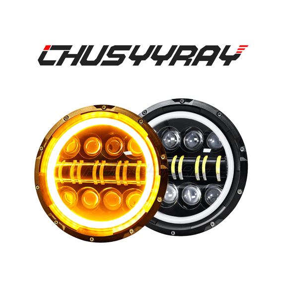 Pair Fit Freightliner Century Class 7inch Round LED Headlights Hi/Lo Beam Light