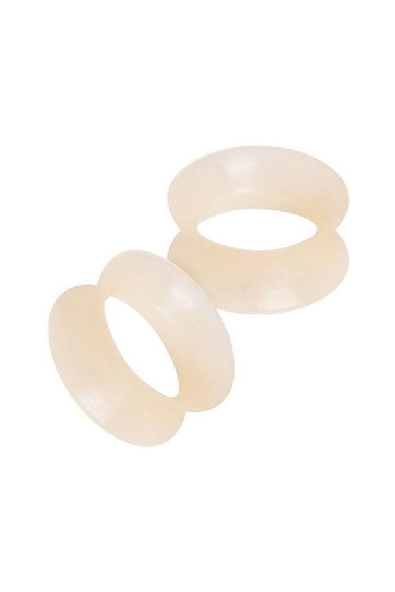 Pair Flesh Tone Thin Silicone 0G Glow in the Dark Flexible Ear Skin Tunnels Plugs