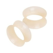 Pair Flesh Tone Thin Silicone 0G Glow in the Dark Flexible Ear Skin Tunnels Plugs