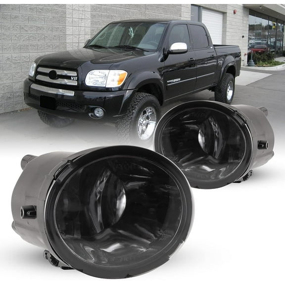 Pair Fog Lights for 2000-2006 Toyota Tundra (Not for Steel Front Bumper Models)/2001-2007 Sequoia with Bulbs 9006 12V 51W Driving Lamps Replacement Included Wiring Kit & Switch-Smoke Lens