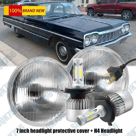 Pair For 1949-1952 Chevy Styleline Deluxe 7" inch Round LED Headlight Hi-Lo Beam