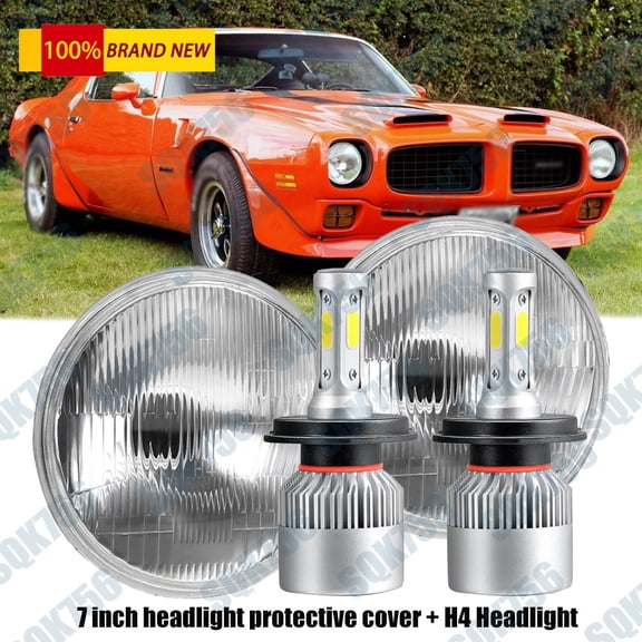 Pair For 1970-1976 Pontiac Firebird 7"inch LED Headlights Hi/Lo Beam 6000k White