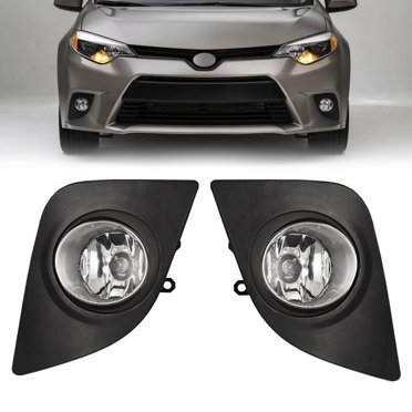 YLT Auto Front Upper Grille + Fog Lights For 2014-2016 Toyota Corolla S – 3-Piece Set With Halogen Bulbs & Wiring